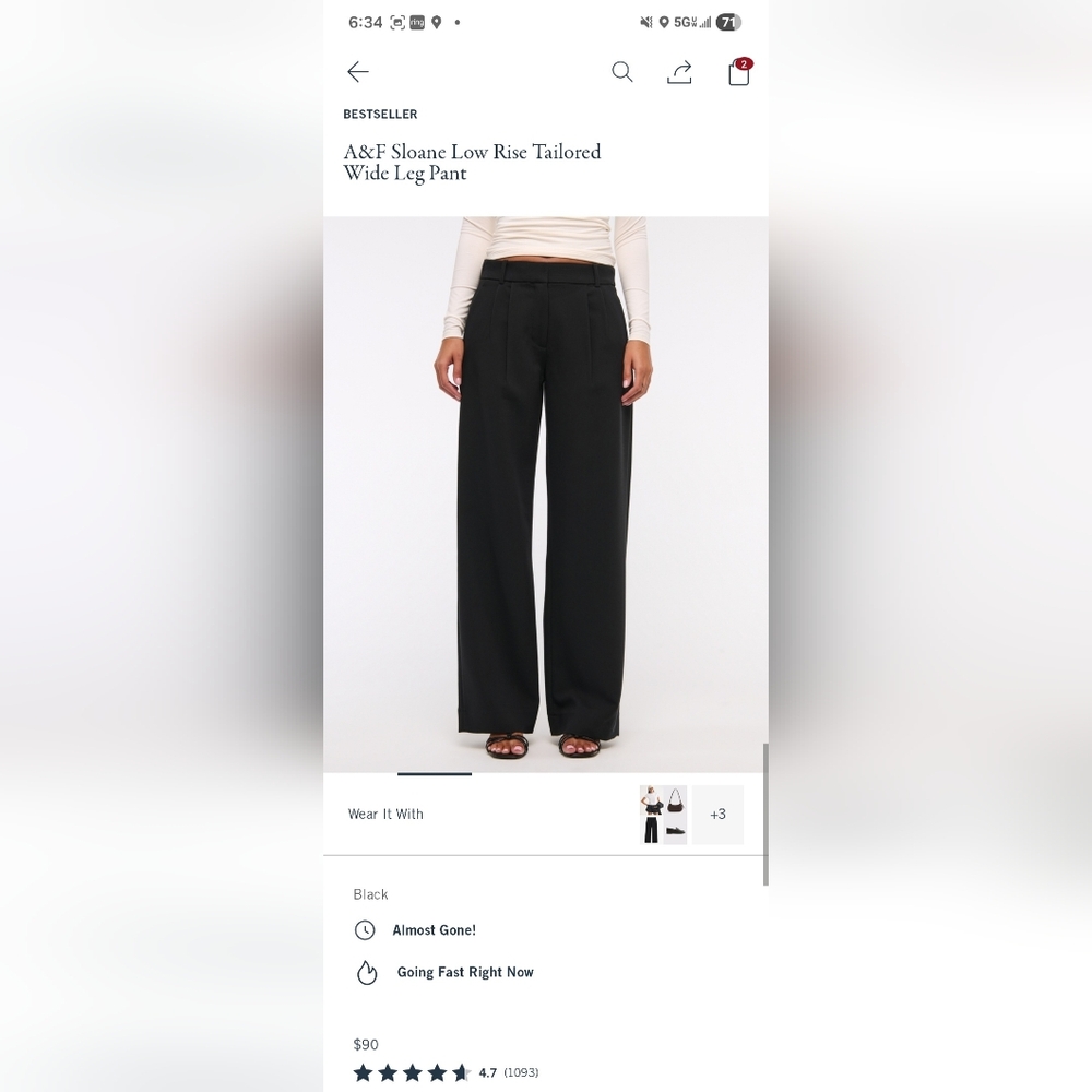 THREE PAIRS Abercrombie & Fitch Black Low-Rise Sloan Tailored Wide-Leg Pants